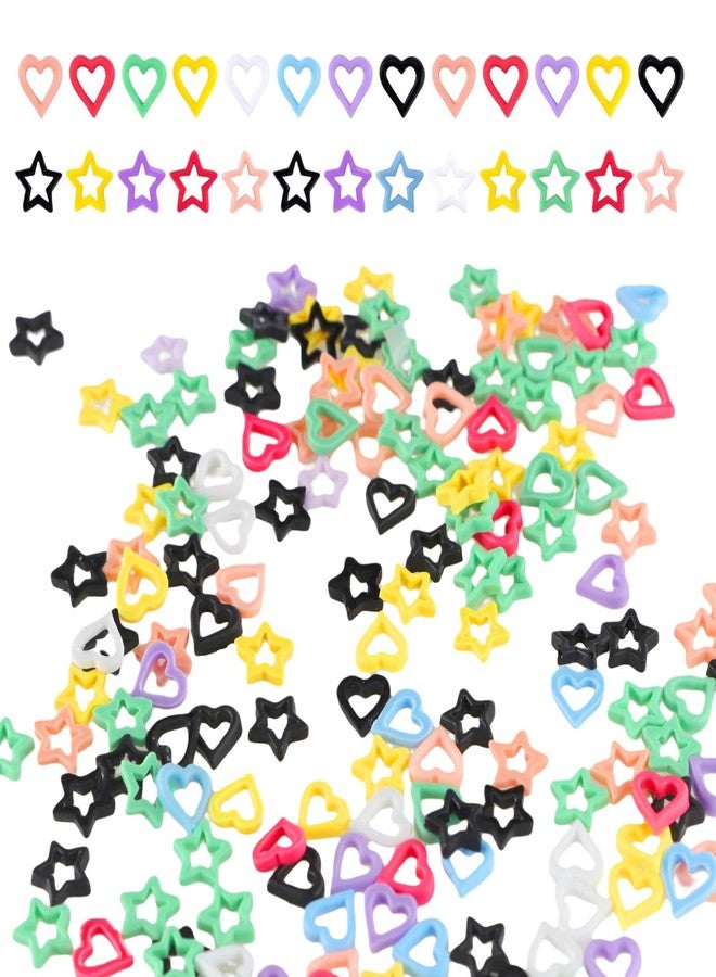 panthra Charms for Nails 400 Pcs Set Star Nail Charms Mixed Colors Kawaii Nail Charms Suitable for Ladies and Girls Decoration DIY, Craft Jewelry (Heart * 200, Star * 200) - Image 1